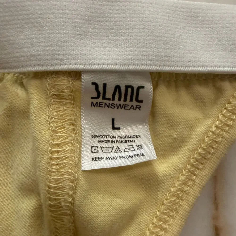 NEW Blanc Menswear Cotton BL4754 C’est G-String Thong Color Yellow Size Large